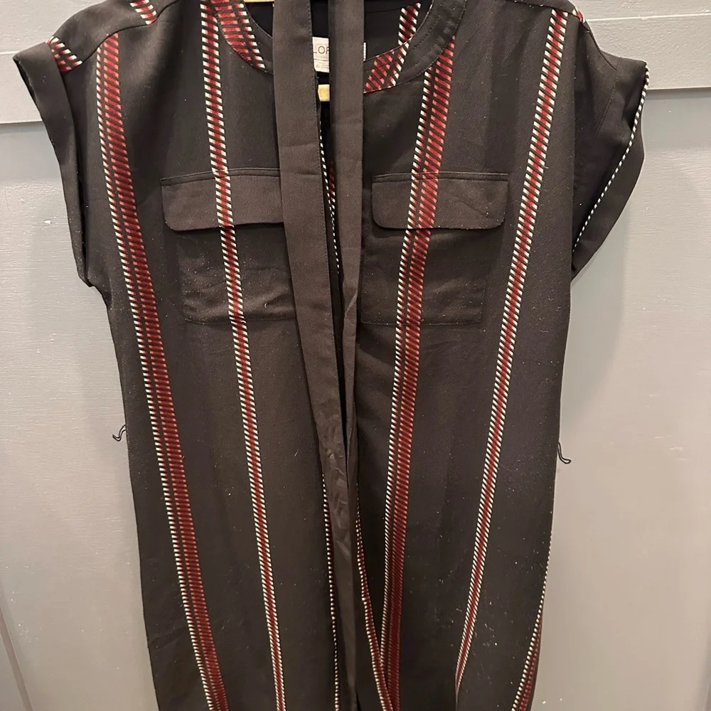 LOFT Navy Blue Dress with Red and White Stripes